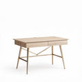 Houten bureau met lades afmetingen 120 x 60 x 75cm en goudkleurige poten