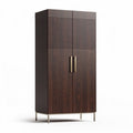 Houten kast met lamellen deuren en metalen poten 80 x 40 x 180cm