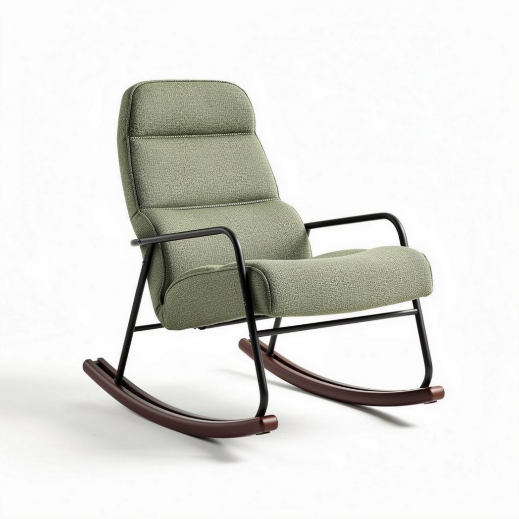 Schommelstoel van stof met metalen frame in groen 80 x 70 x 90cm