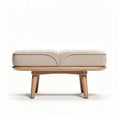 Houten bank met beige kussen afmetingen 100 x 60 x 40cm geschikt voor woonkamer