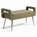 Hedendaagse bank van stof in groen met metalen poten 80 x 40 x 45cm