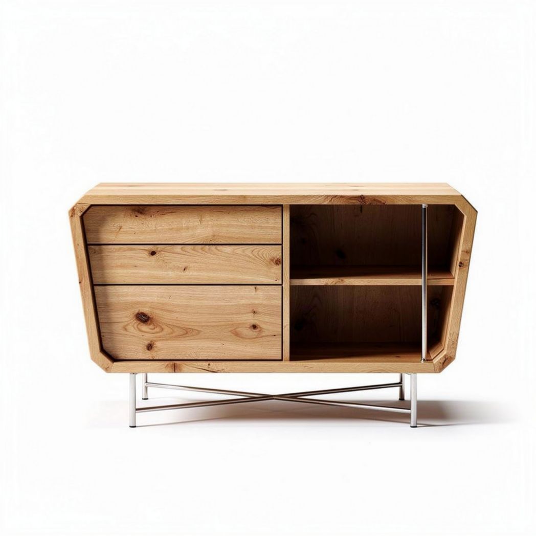 Houten kast met open en gesloten opbergruimte 90 x 45 x 75 cm