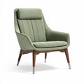 Groene lounge fauteuil met houten poten en hoofdkussen 80 x 70 x 100cm