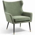 Fluwelen lounge stoel in lichtgroen met zwart metalen poten 80 x 70 x 90cm